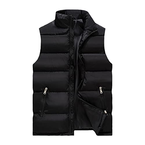 Damen Winter ärmellose Weste Jacke schwarz dick warm Weste locker kurz Oberbekleidung lässig Weste Tops Übergröße, Schwarz , 42 von keusyoi