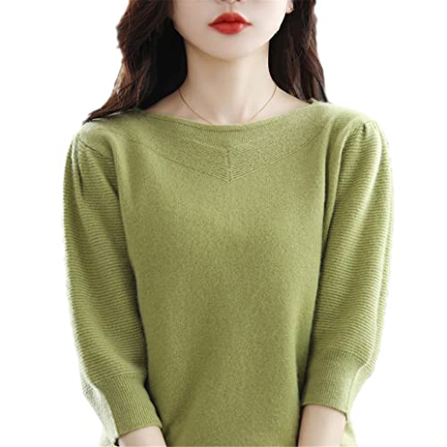 Frühling Wollpullover T-Shirt Damen O-Ausschnitt Pullover Lässige Strickoberteile Sommer Halbarm T-Shirt von keusyoi