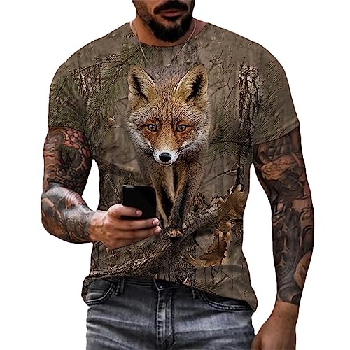 Herren Camo Jagd Tiere Wildschwein 3D Druck T-Shirt Frauen Sommer Casual Kurzarm Harajuku T-Shirt Tops von keusyoi