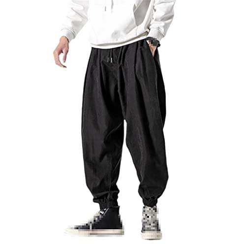Herren Sommer koreanischer Stil Freizeithose Herren Übergröße Hose Herren Übergröße Haremshose Herren Strandhose, Schwarz , 31-35 von keusyoi