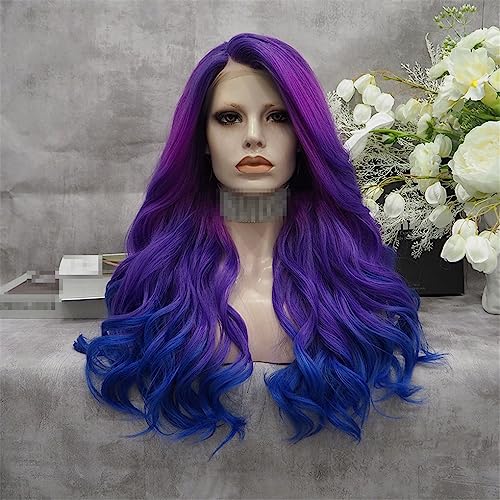 Parrucca Blu Viola Schatten Parrucca Anteriore In Pizzo Sintetico Fibra Resistente Al Calore Perdulate Naturali Per Parrucca Da Donna Cosplay von keusyoi