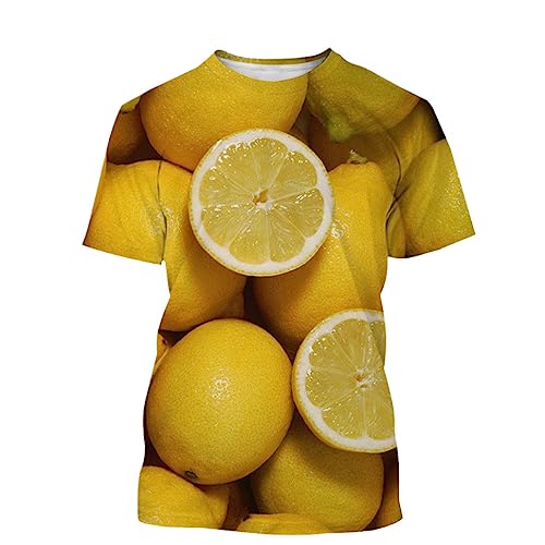 Sommer 3D Obst Zitrone Bedrucktes T-Shirt Herren Casual T-Shirt Harajuku Hip-Hop Kurzarm T-Shirts Tops von keusyoi