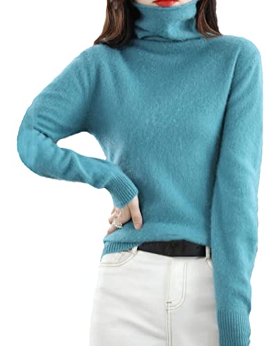 Winter Nerz Kaschmir Pullover Damen Casual Solid Pullover Sweater Basic Lose Rollkragen Pullover Bluse Tops, D, XS von keusyoi