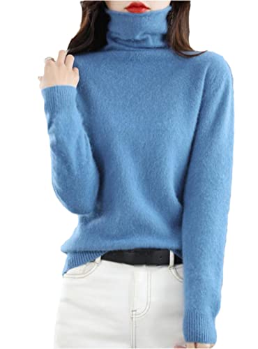 Winter Nerz Kaschmir Pullover Damen Casual Solid Pullover Sweater Basic Lose Rollkragenpullover Bluse Tops, a, L von keusyoi