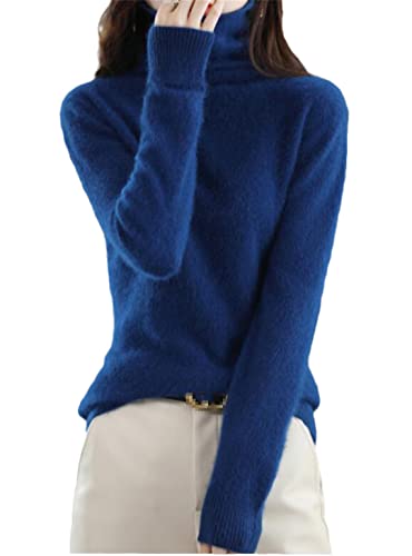 Winter Nerz Kaschmir Pullover Damen Casual Solid Pullover Sweater Basic Lose Rollkragenpullover Bluse Tops, e, L von keusyoi