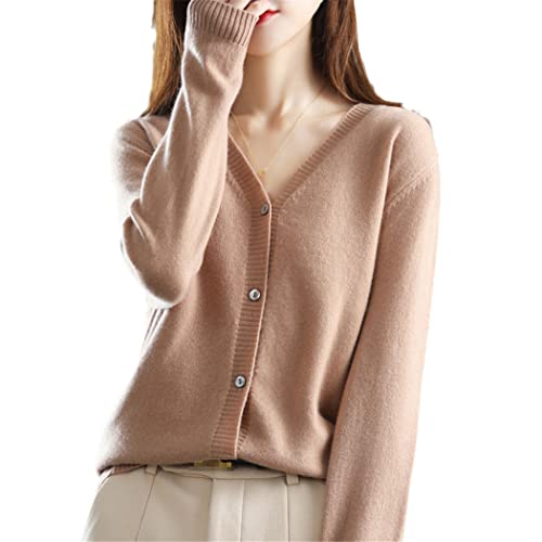 keusyoi 100% reine Wolle Damen Cardigan Pullover Frühling Mode Weich Strickjacke Damen Solide Lose Strickjacken von keusyoi