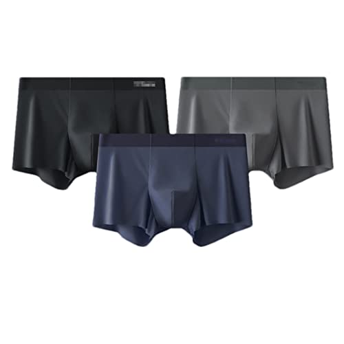 keusyoi 3 Stück Eisseide Herren Unterwäsche Boxer Herren Unterhosen Nahtlos Schnitt Saum Herren Höschen Boxershorts von keusyoi