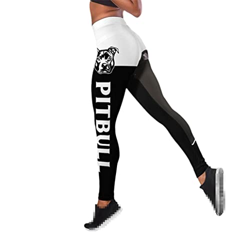 keusyoi 3D Pitbull bedruckte Leggings für Damen, Yogahose, Sport, Fitnessstudio, Leggings, Leggings, M von keusyoi