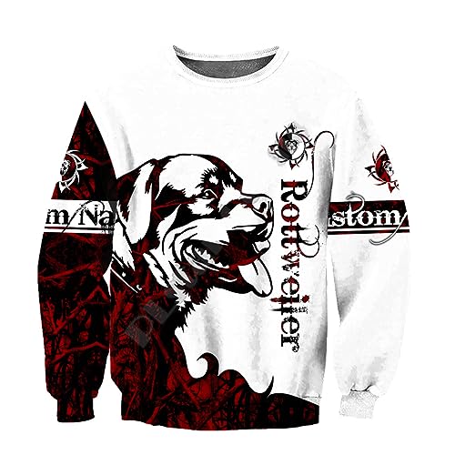 keusyoi 3D Rottweiler Bedruckte Hoodies Unisex Red Tattoo Hoodie Sweatshirt Reißverschluss Pullover Lässige Outdoor Hoodies Trainingsanzug von keusyoi