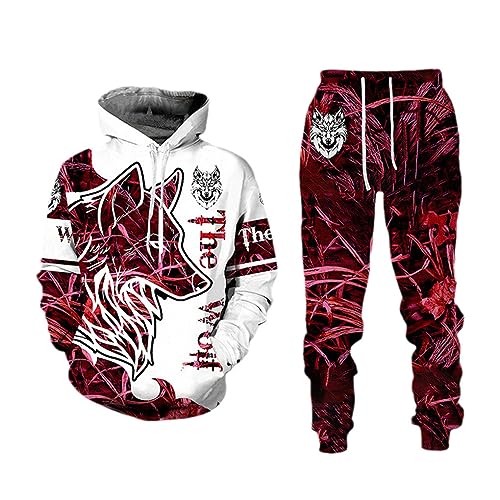 keusyoi 3D Tier Gedruckt Herren Sweatshirt Hoodies Set Herbst Herren Trainingsanzug Pullover Jacke Hosen Sportswear Anzüge von keusyoi