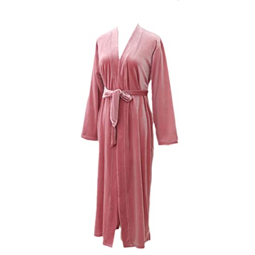 keusyoi Damen Buchstaben Stickerei Langer Robe Samt Nachthemd Kimono Bademantel Herbst Nachtwäsche Homewear Lose Nachtwäsche von keusyoi