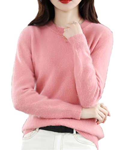 keusyoi Damen Nerz Kaschmir Pullover Winter Damen Rundhals Pullover Casual Solid Pullover Basic Wolle Pullover Tops von keusyoi