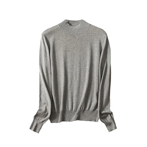 keusyoi Damen Seide Kaschmir Stehkragen Pullover Damen Langarm Pullover Sweater Tops, grau, XL von keusyoi