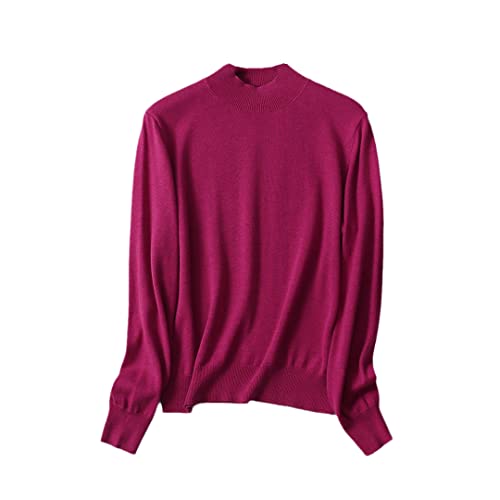 keusyoi Damen Seide Kaschmir Stehkragen Pullover Damen Langarm Pullover Sweater Tops, rose, XL von keusyoi