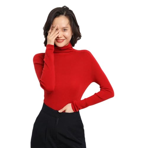 keusyoi Damen Warme Pullover Strickpullover Weibliche 100% Merino Wolle Rollkragenpullover Herbst Winter Langarm Pullover, 3, M von keusyoi
