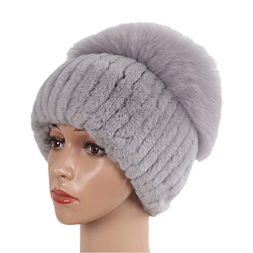 keusyoi Damen Winter Luxus Pelzmütze Strickmütze Fellmütze Fellmützen Damen Warm Fell Beanies Mütze von keusyoi