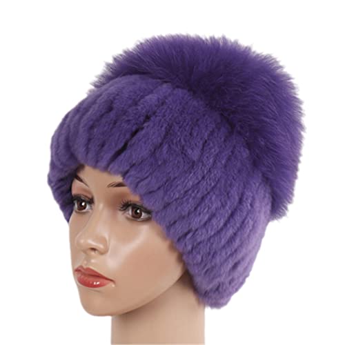 keusyoi Damen Winter Luxus Pelzmütze Strickmütze Fellmütze Fellmützen Damen Warm Fell Beanies Mütze von keusyoi