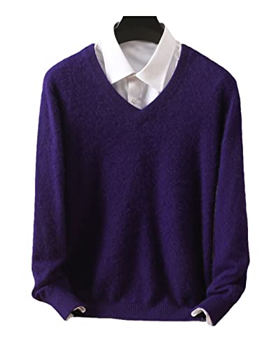 keusyoi Herren Kaschmir Pullover V-Ausschnitt Strickpullover Winter Nerz Kaschmir Pullover Tops Langarm Pullover von keusyoi