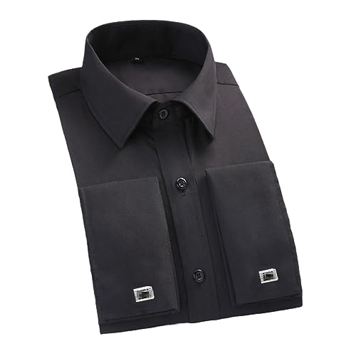 keusyoi Herrenhemd Mit Französischen Manschetten, Weißes Langarmhemd, Formelle Business-Knöpfe, Herrenhemden, Reguläre Passform, Hemd Mit Manschettenknöpfen von keusyoi