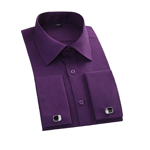 keusyoi Herrenhemd Mit Französischen Manschetten, Weißes Langarmhemd, Formelle Business-Knöpfe, Herrenhemden, Reguläre Passform, Hemd Mit Manschettenknöpfen von keusyoi