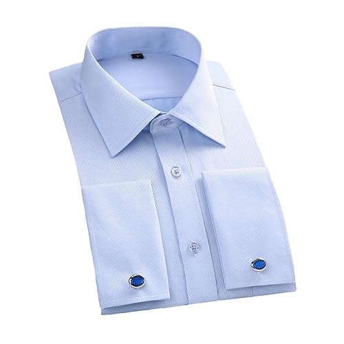 keusyoi Herrenhemd Mit Französischen Manschetten, Weißes Langarmhemd, Formelle Business-Knöpfe, Herrenhemden, Reguläre Passform, Hemd Mit Manschettenknöpfen von keusyoi