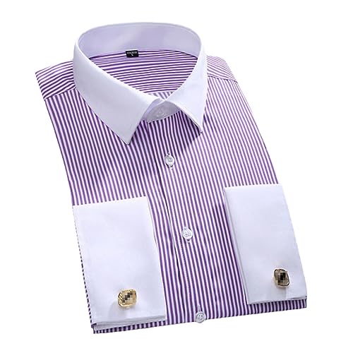 keusyoi Herrenhemd Mit Französischen Manschetten, Weißes Langarmhemd, Formelle Business-Knöpfe, Herrenhemden, Reguläre Passform, Hemd Mit Manschettenknöpfen von keusyoi