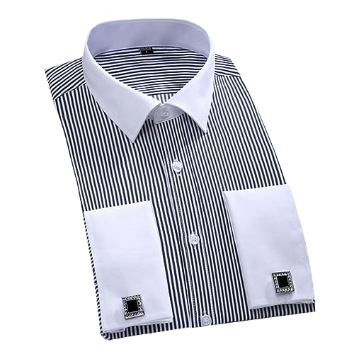 keusyoi Herrenhemd Mit Französischen Manschetten, Weißes Langarmhemd, Formelle Business-Knöpfe, Herrenhemden, Reguläre Passform, Hemd Mit Manschettenknöpfen von keusyoi