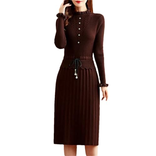 keusyoi Lässiges, Gefälschtes, Zweiteiliges, Plissiertes Strickkleid Für Damen Mit Langen Ärmeln Und Pullover, Herbst, Schmales Midi-Kleid von keusyoi