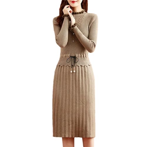 keusyoi Lässiges, Gefälschtes, Zweiteiliges, Plissiertes Strickkleid Für Damen Mit Langen Ärmeln Und Pullover, Herbst, Schmales Midi-Kleid von keusyoi