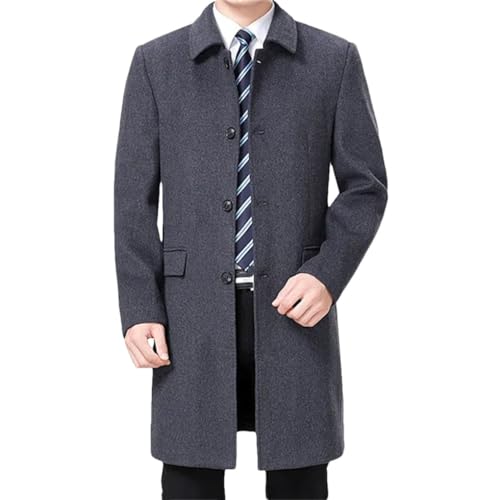 keusyoi Männer Wollmantel Winter Wolle Kaschmir Mantel Erbse Mantel Männer Wollmantel Lange Jacke Wollmischung Trenchcoat, gray9, XL von keusyoi