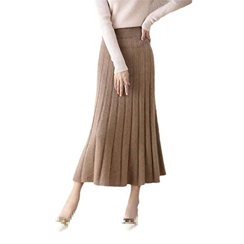 keusyoi Winter 100% reine Wolle Rock Damen Dicker Warmer Faltenrock Mode Strick A-Linie Röcke, B, M von keusyoi