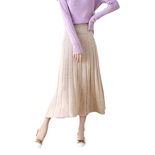 keusyoi Winter 100% reine Wolle Rock Damen Dicker Warm Faltenrock Mode Strick A-Linie Röcke, a, 36 von keusyoi