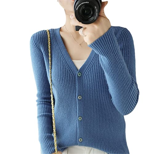 keusyoi Winter Cashmere Cardigan Damen V-Ausschnitt Outwear Kurz Strickjacke Bottoming Shirt Lose Langarm Pullover von keusyoi