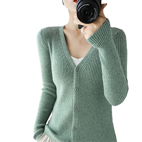 keusyoi Winter Cashmere Cardigan Damen V-Ausschnitt Outwear Kurz Strickjacke Bottoming Shirt Lose Langarm Pullover von keusyoi