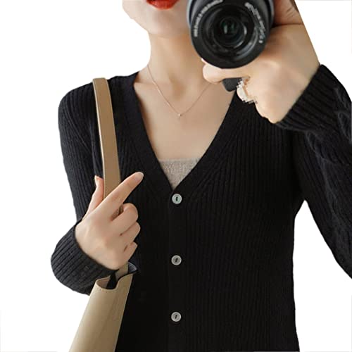 keusyoi Winter Cashmere Cardigan Damen V-Ausschnitt Outwear Kurz Strickjacke Bottoming Shirt Lose Langarm Pullover von keusyoi