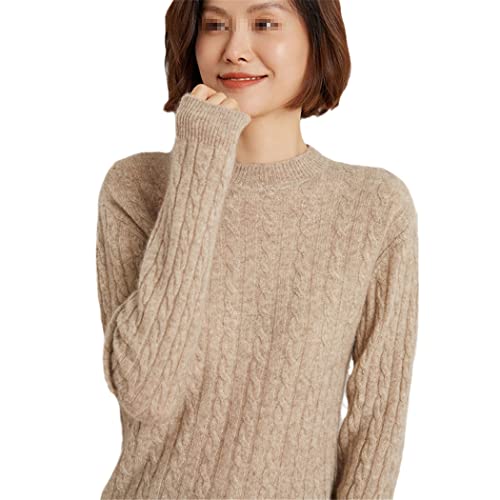 keusyoi Winter Damen Pullover 100% Kaschmir Pullover Damen Loose Fit Rundkragen Strickpullover Langarm Tops von keusyoi