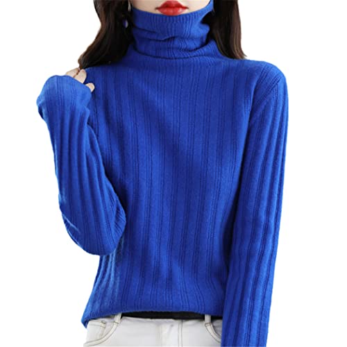 keusyoi Winter Damen Rollkragenpullover Strickpullover Dicker 100% Wolle Pullover Einfarbig Langarm Pullover Damen Casual Pullover von keusyoi