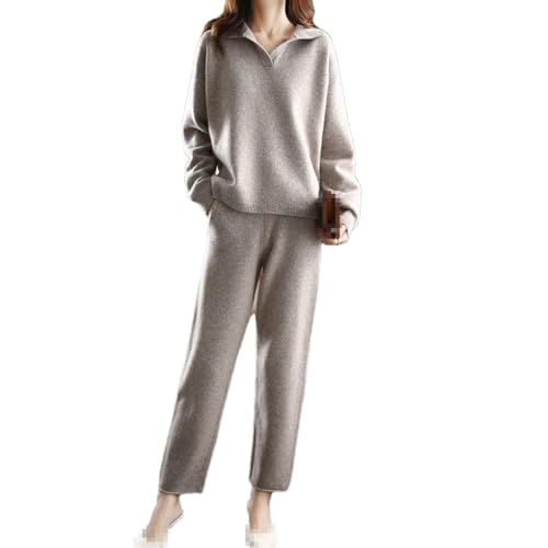 keusyoi Winter Kaschmir Anzug Frauen Lose Pullover Pullover Breite Bein Hosen Zwei-Stück Weibliche Gestrickte Woll Pullover Sets von keusyoi