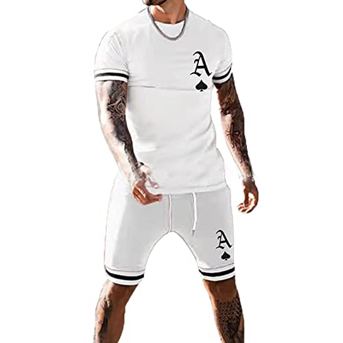 Creative Poker Ace of Spades Sportwear Set für Herren-Fashion Rundhals T-Shirt & Shorts Zweiteiliges Set Sport Hip Hop Set von kewing
