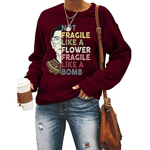 Frauen Langarm berüchtigt RBG T-Shirt Ruth Bader Ginsburg Politische Feministin Frauen gehören an Allen Orten Sweatshirt von kewing