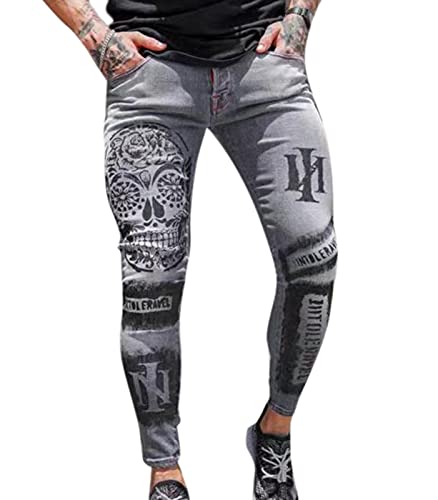 Herren Fashion Print Jeans Kreative Skull Rose Graphic Print Skinny Jeans Herren Fashion Print Jeans Kreative Skull Rose Graphic Print Skinny Jeans von kewing
