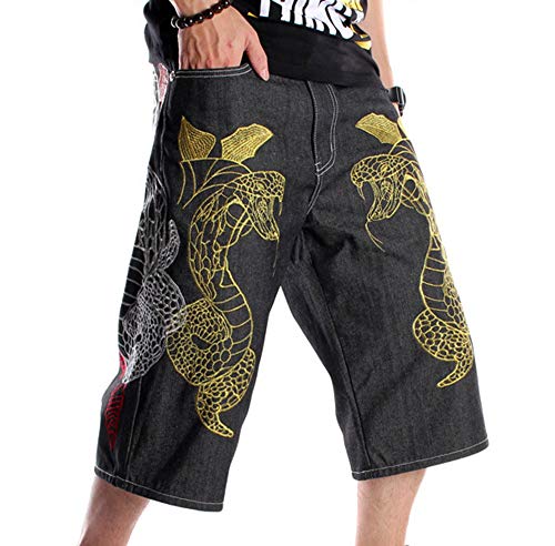 Herren Hip Hop Stil Vintage Graffiti Baggy Denim Shorts Rap Skateboard Jeans Shorts von kewing