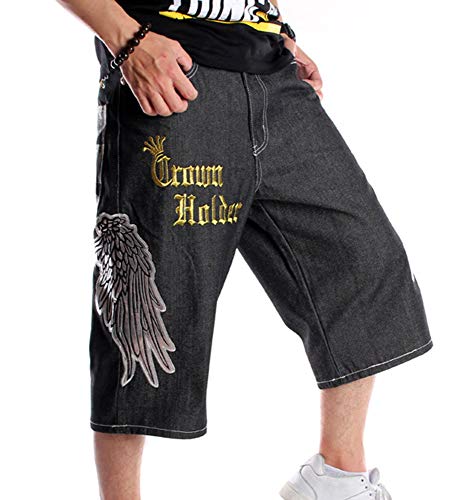 Herren Hip Hop Stil Vintage Graffiti Baggy Denim Shorts Rap Skateboard Jeans Shorts von kewing