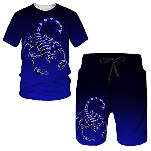 Herren Skorpion Tier 3D-gedrucktes T-Shirt und Shorts Set Sommer Trainingsanzug Zweiteiliges Set Casual Outdoor Sportbekleidung T-Shirts Anzug von kewing