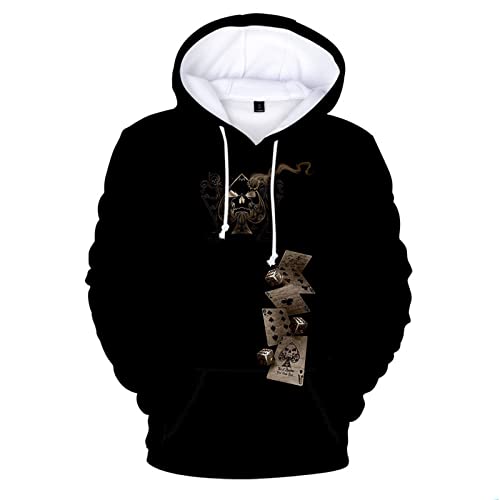 Herren Skull Hoodies Fashion Poker Spielkarten Print Langarm Sweatshirt Lässiger Pullover mit Taschen von kewing