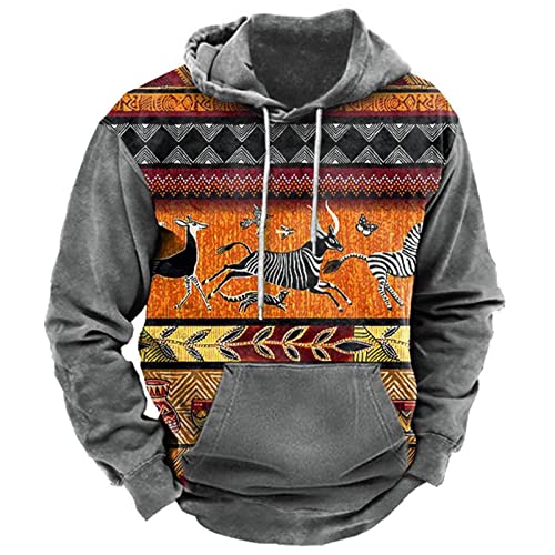 Herren Western Aztec Ethnic Style Hoodie Langarm Athletik Pullover Sweatshirt mit Tasche von kewing