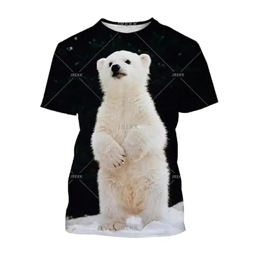 Kreatives 3D-bedrucktes Herren-T-Shirt Niedliches Eisbär-Muster Kurzarm-Pullover Rundhalsausschnitt Persönlichkeit Tier Grafik T-Shirt von kewing