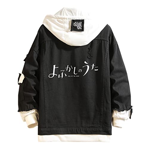 kewing Anime Call of The Night Hoodie Sweatshirt Jacke Yamori Kou Nanakusa Nazuna Cosplay Hoodie Unisex Jeansjacke Mantel für Männer Frauen von kewing