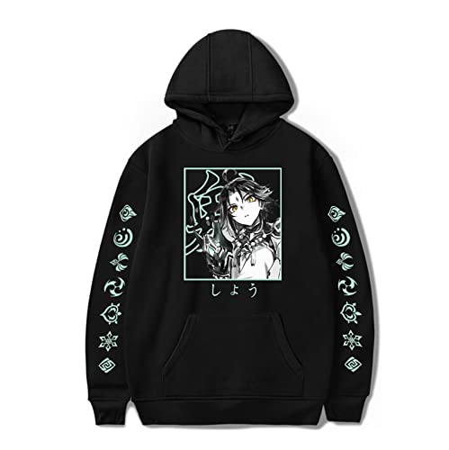 kewing Genshin Impact Hoodie Spiel Xiao Cosplay Kostüm Pullover Langarm Sweatshirt Jacke Mantel für Frauen Männer von kewing