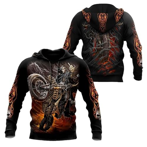 kewing Herbst Winter Herren 3D digital bedrucktes Kapuzensweatshirt Lässiges lockeres Pullover-Sweatshirt von kewing
